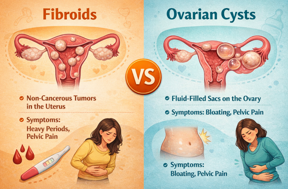 Fibroids cysts vs. Ovarian Cysts